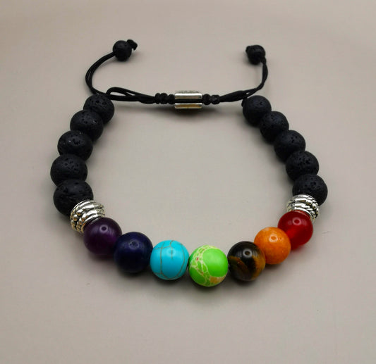 UNISEX 7 Chakras and lava stone Energy Healing Bracelet