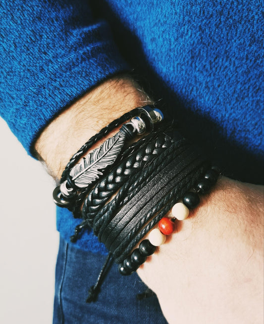 Vintage BOHO Multilayer leather Bracelet for Men design 1