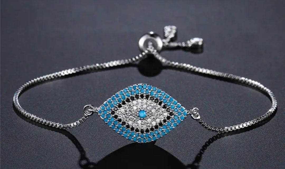 Evil Eye Protection 14K Gold Plated and Cubic Zirconia Bracelet