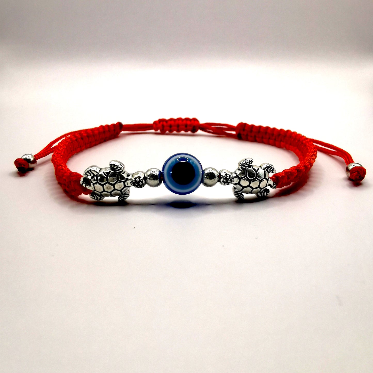 Protection, Wisdom, Prosperity, Endurance and Long Life Turtle Charm and Blue Eye Braided Bracelet