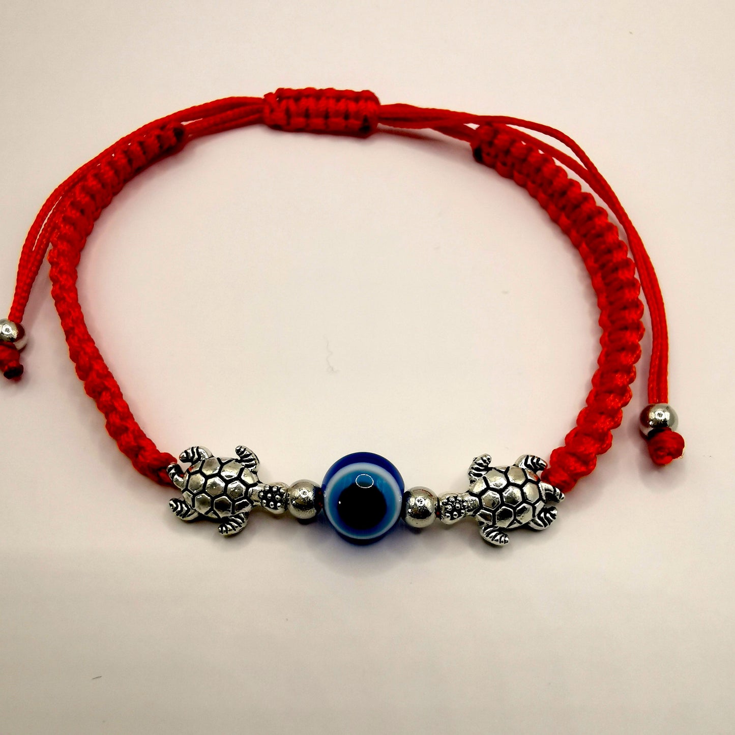 Protection, Wisdom, Prosperity, Endurance and Long Life Turtle Charm and Blue Eye Braided Bracelet