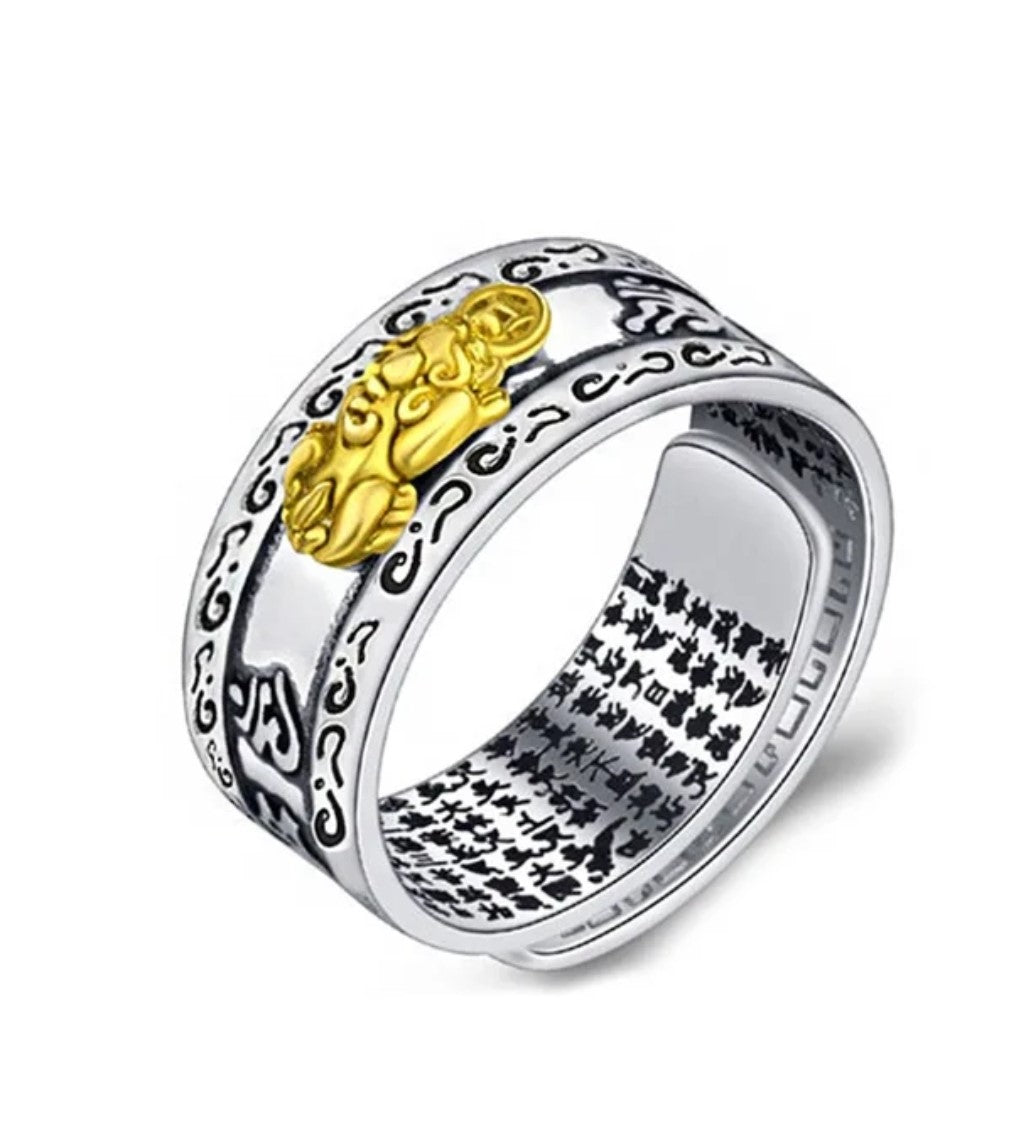 Wealth and Good Luck Hip Hop Feng Shui Brave Troops symbol Sterling Silver 925 Plating Ring